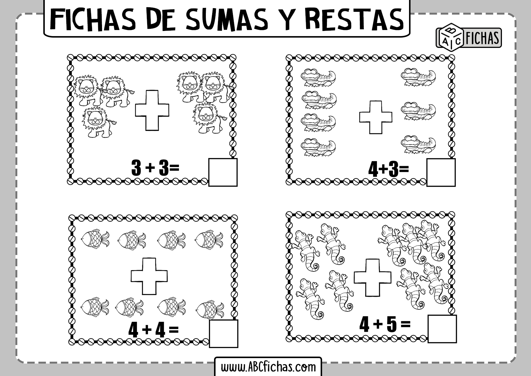 Dibujos de sumas y restas