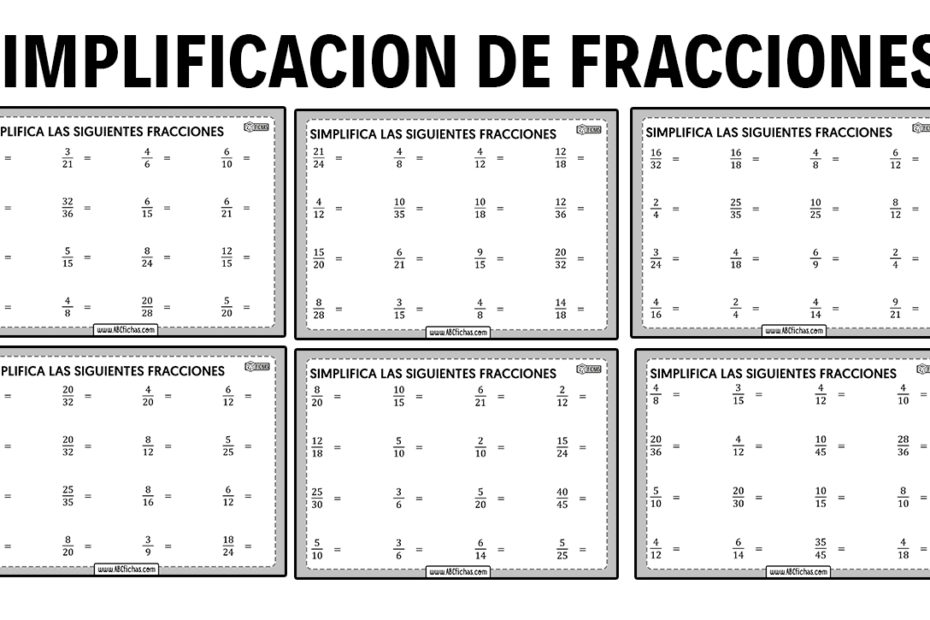 Ejercicios simplificacion fracciones