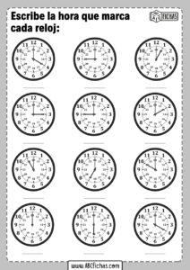 Ejercicios de la hora para niños de primaria