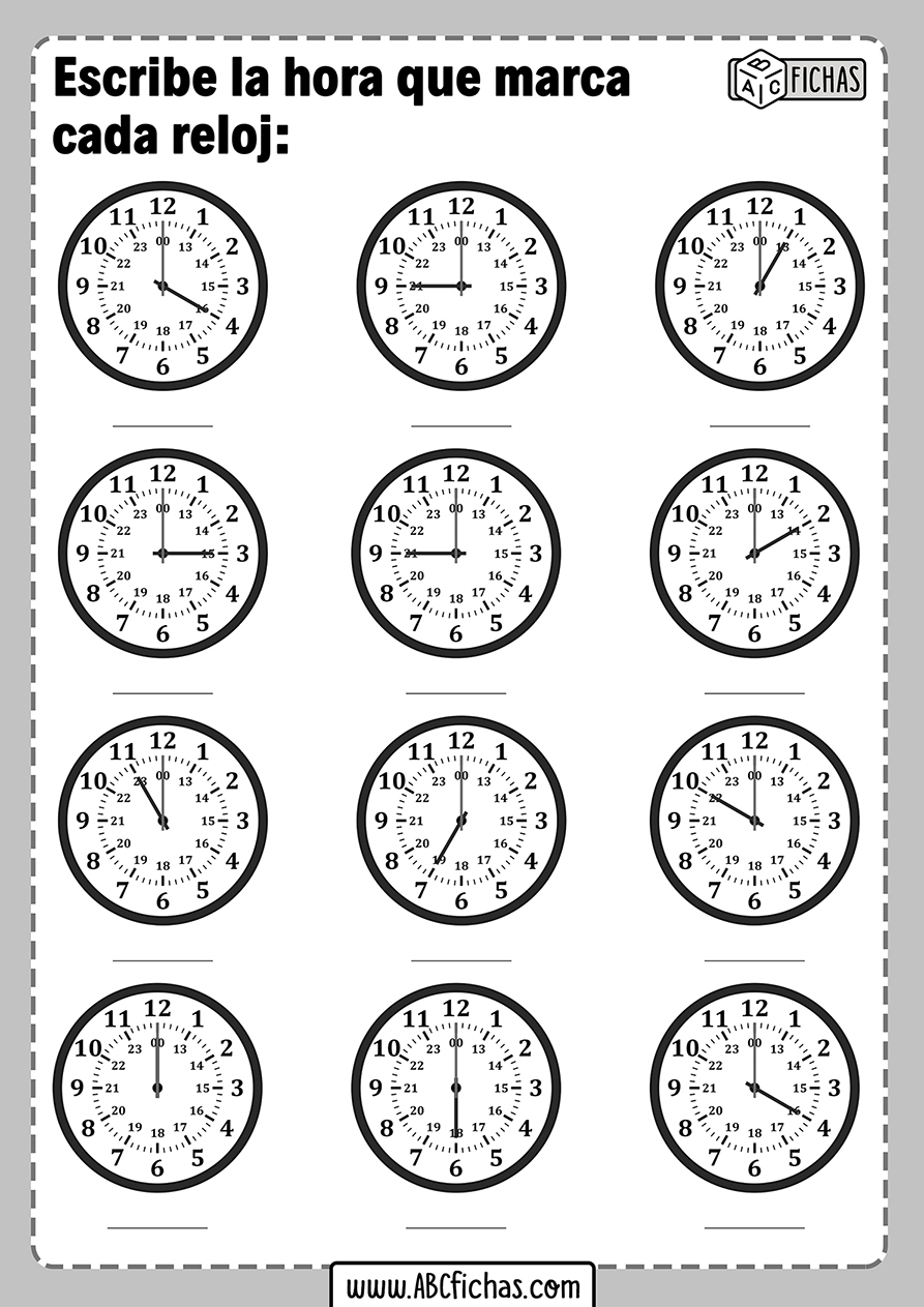 Ejercicios de la hora para niños de primaria