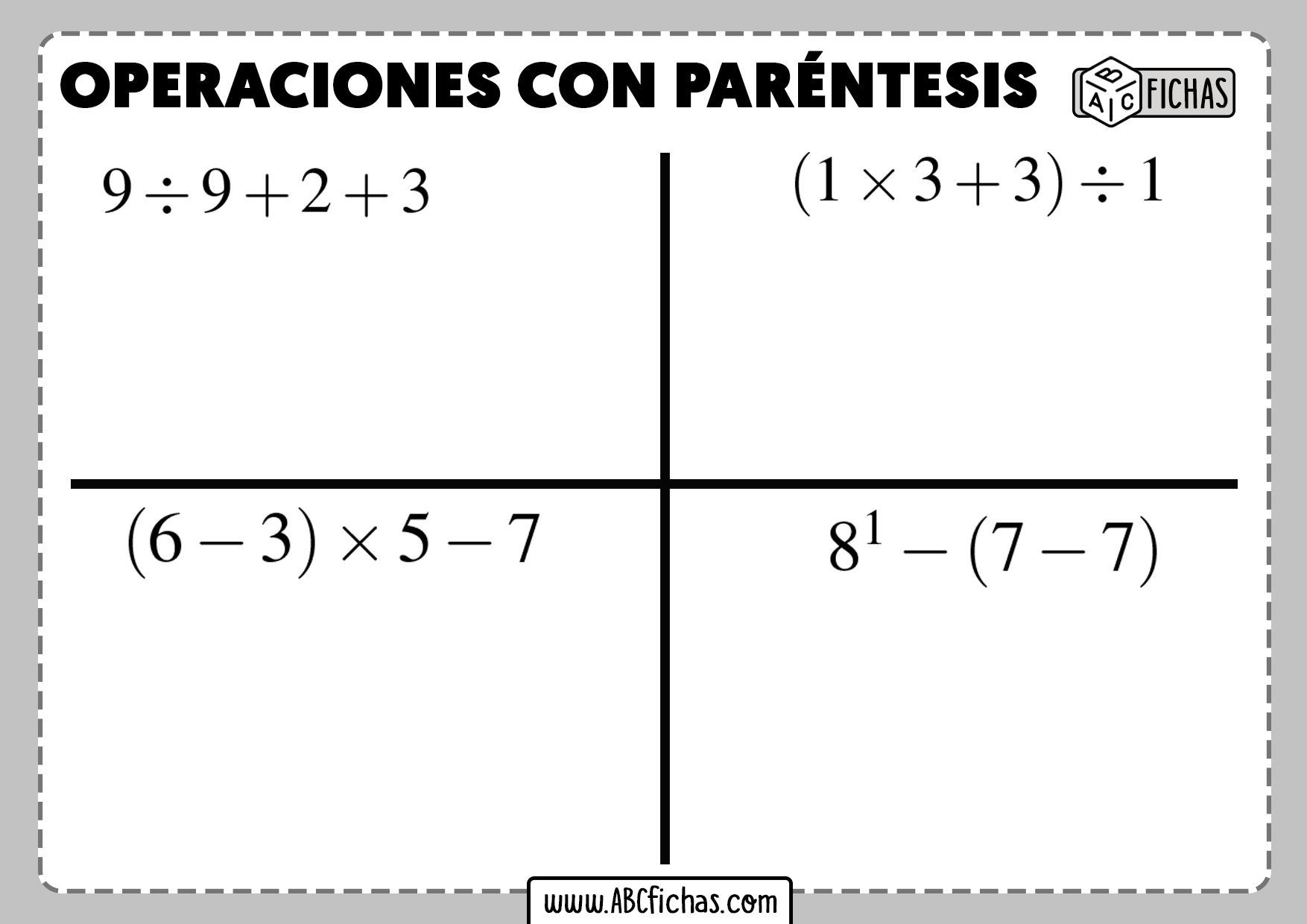 Ejercicios de operaciones con parentesis para primaria