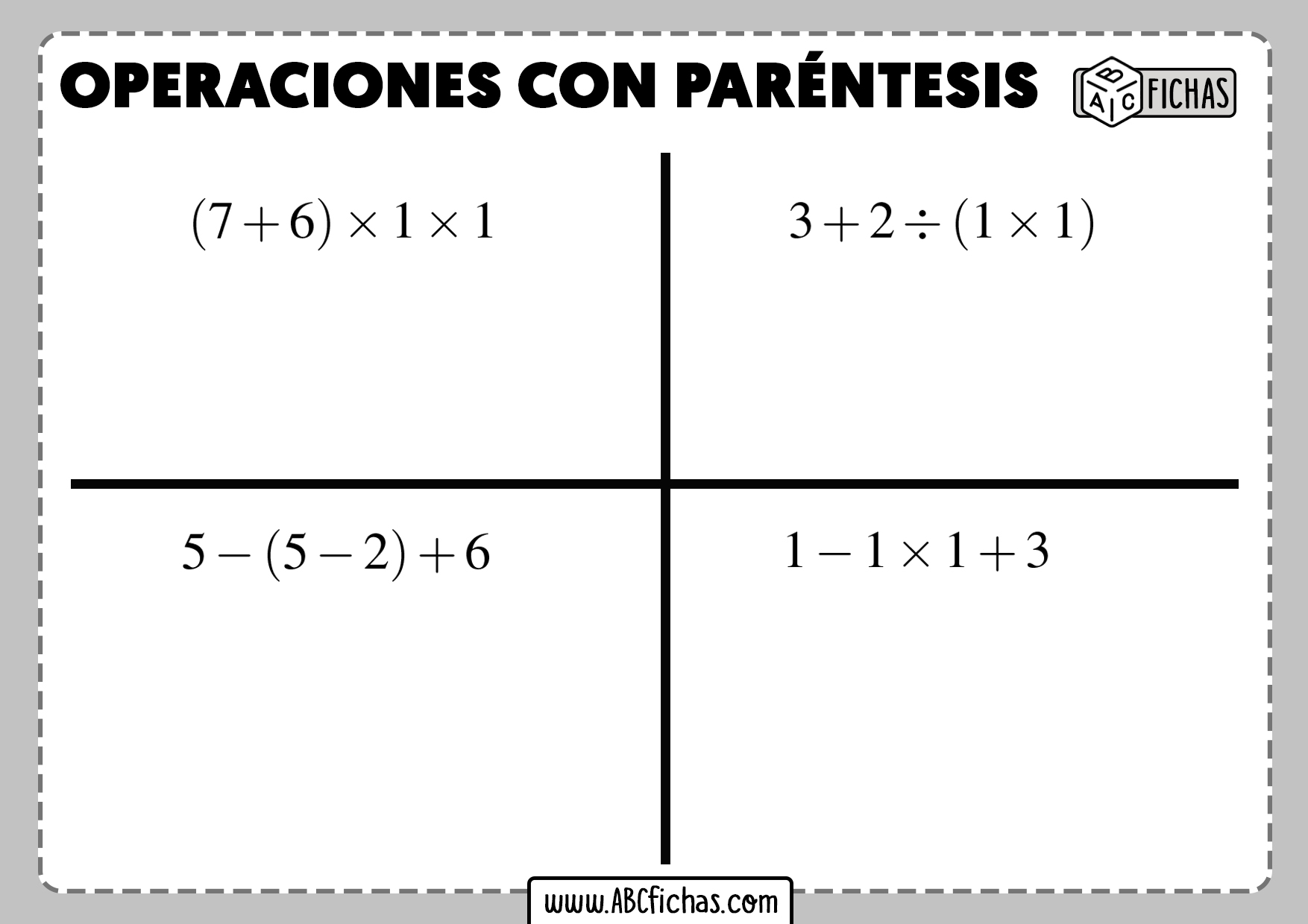 Ejercicios de operaciones con parentesis