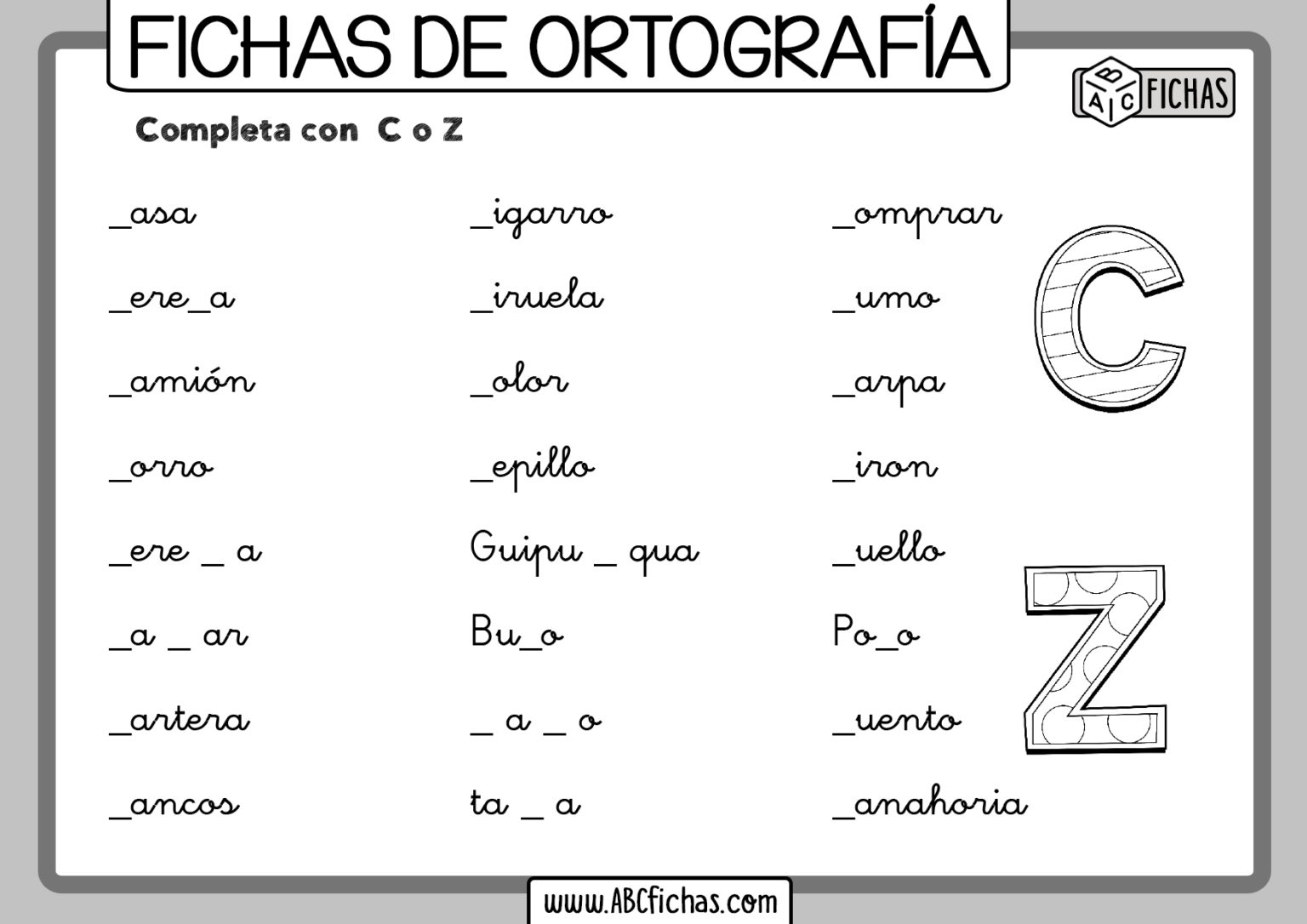 Ortografia Letra Z