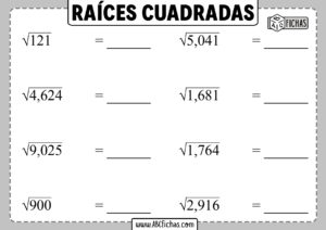 Ejercicios de raices cuadradas