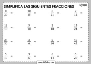 Ejercicios de simplificacion de fracciones para eso