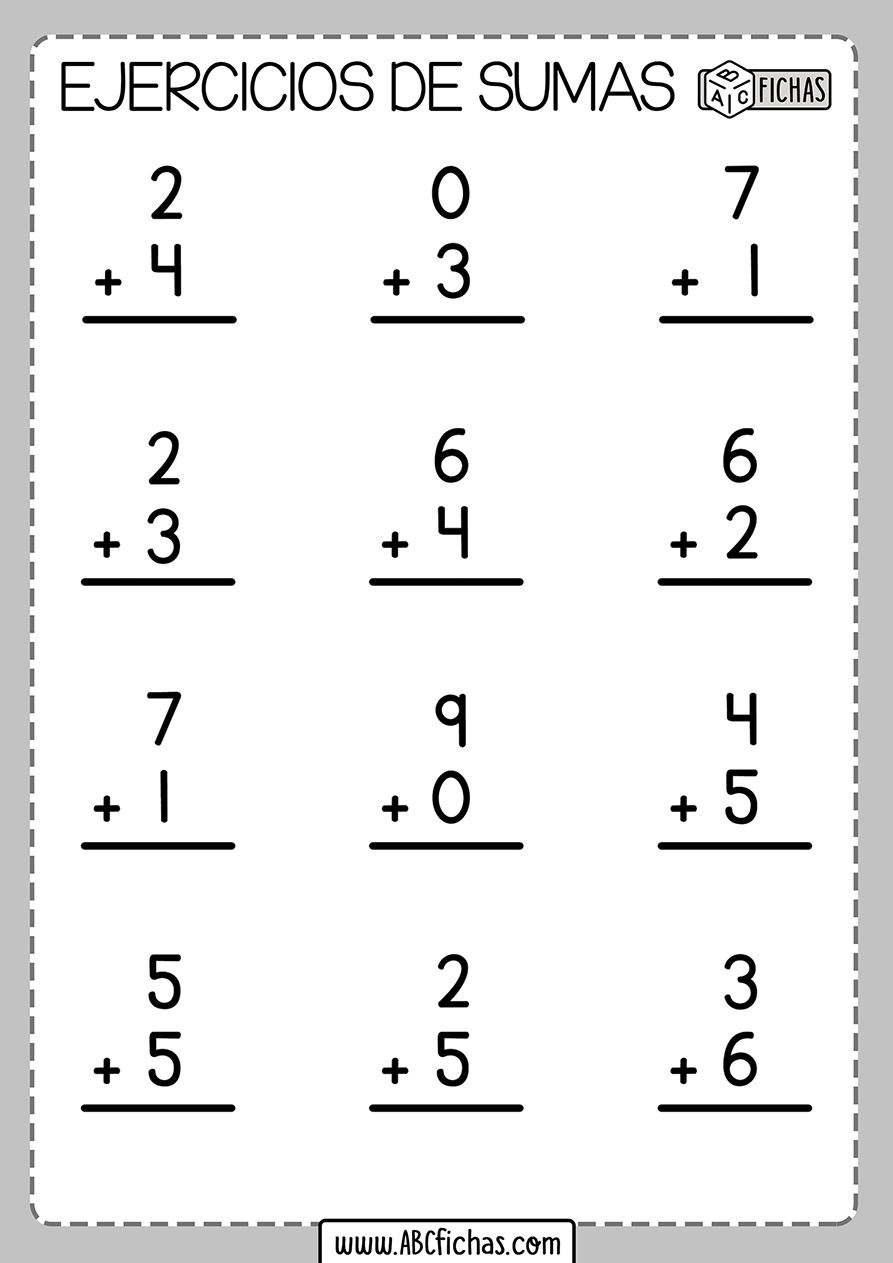 Ejercicios de sumas de 2 cifras
