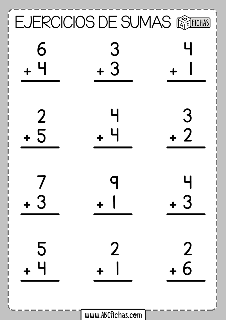 Ejercicios de sumas de 2 digitos