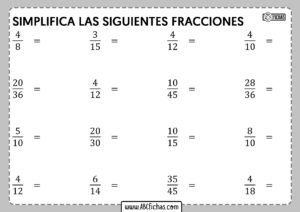 Ejercicios de reducción de fracciones