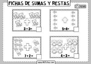 Ejercicios de sumas y restas con dibujos