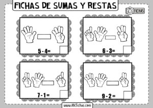 Ejercicios de sumas y restas con los dedos