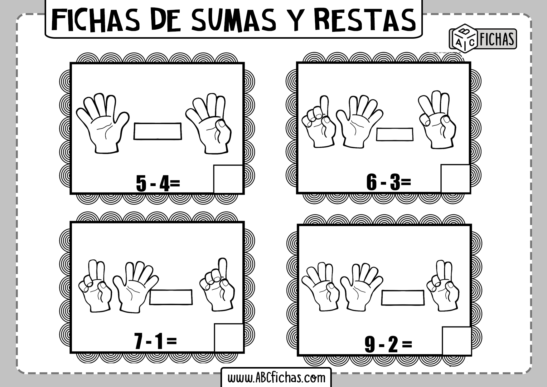 Ejercicios De Sumas Y Restas Con Los Dedos Abc Fichas