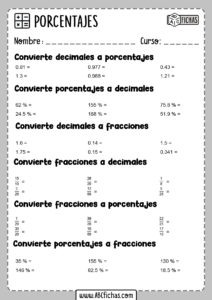 Ejercicios para calcular porcentajes