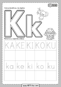 Ficha letra k para niños