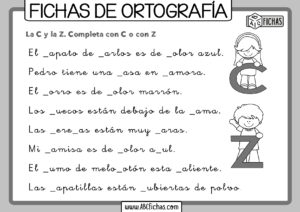 Fichas de actividades de ortografia con c y z