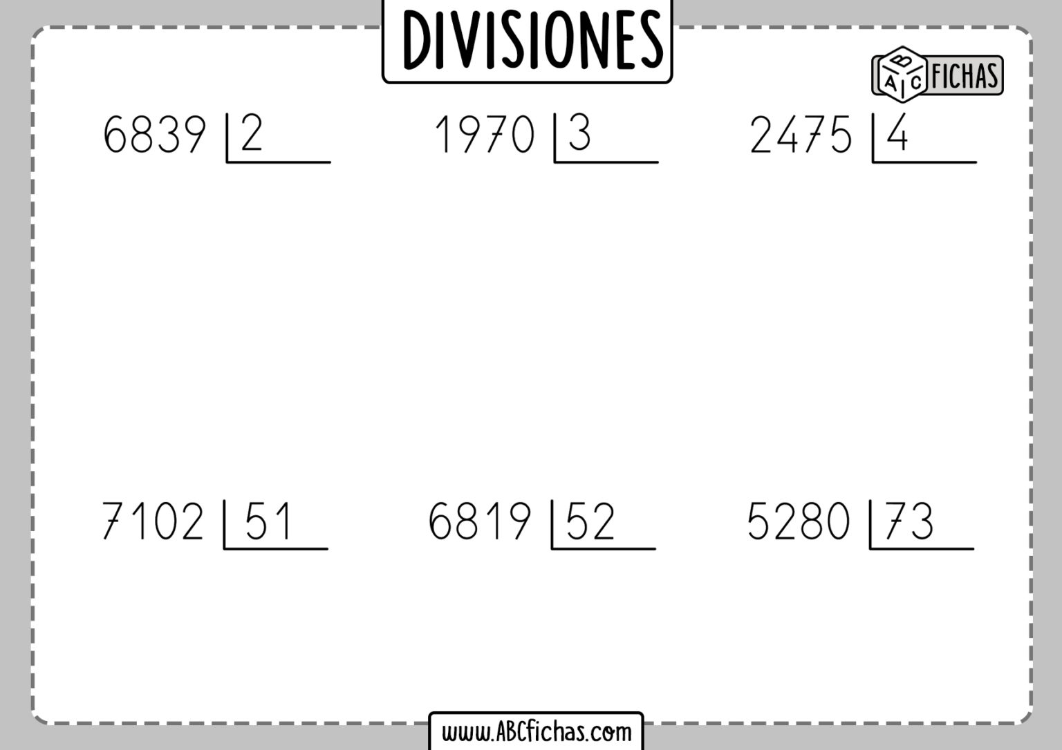 Fichas con ejercicios de divisiones para ni os de primaria