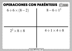 Fichas de ejercicios de operaciones con parentesis