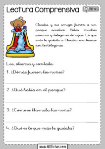 Fichas de lectura comprensiva