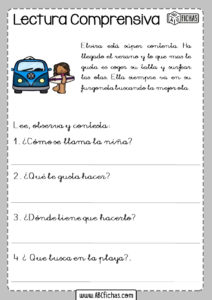 Fichas de lectura comprensiva para imprimir