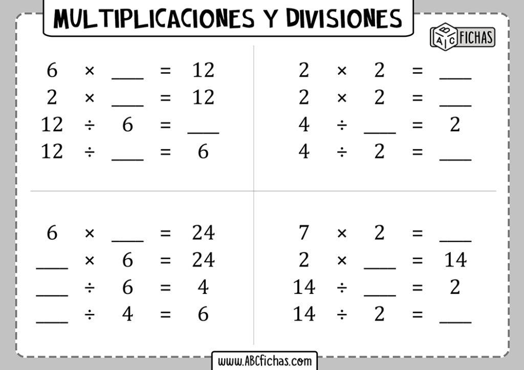Ejercicios de Multiplicaciones y Divisiones para Resolver | FICHAS