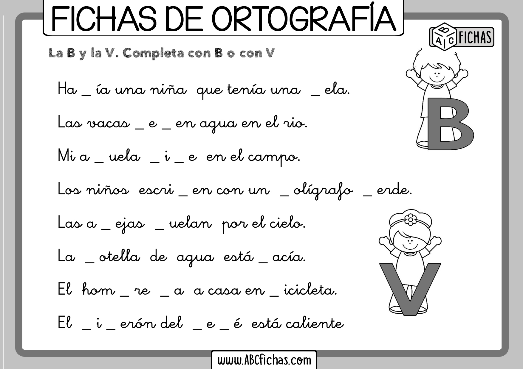 Fichas Palabras Con La Letra V Ortografia V 7ca