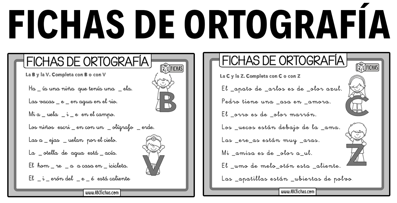 Fichas de ortografia para niños