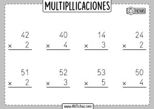 Fichas de multiplicaciones de 1 cifra