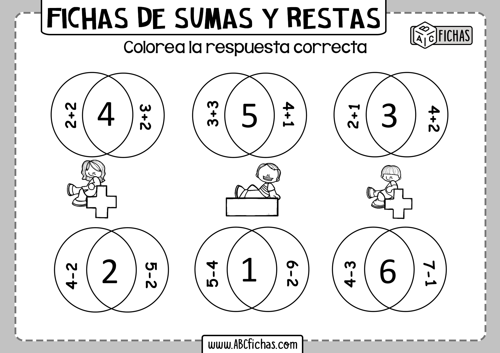 Fichas de sumar y restar