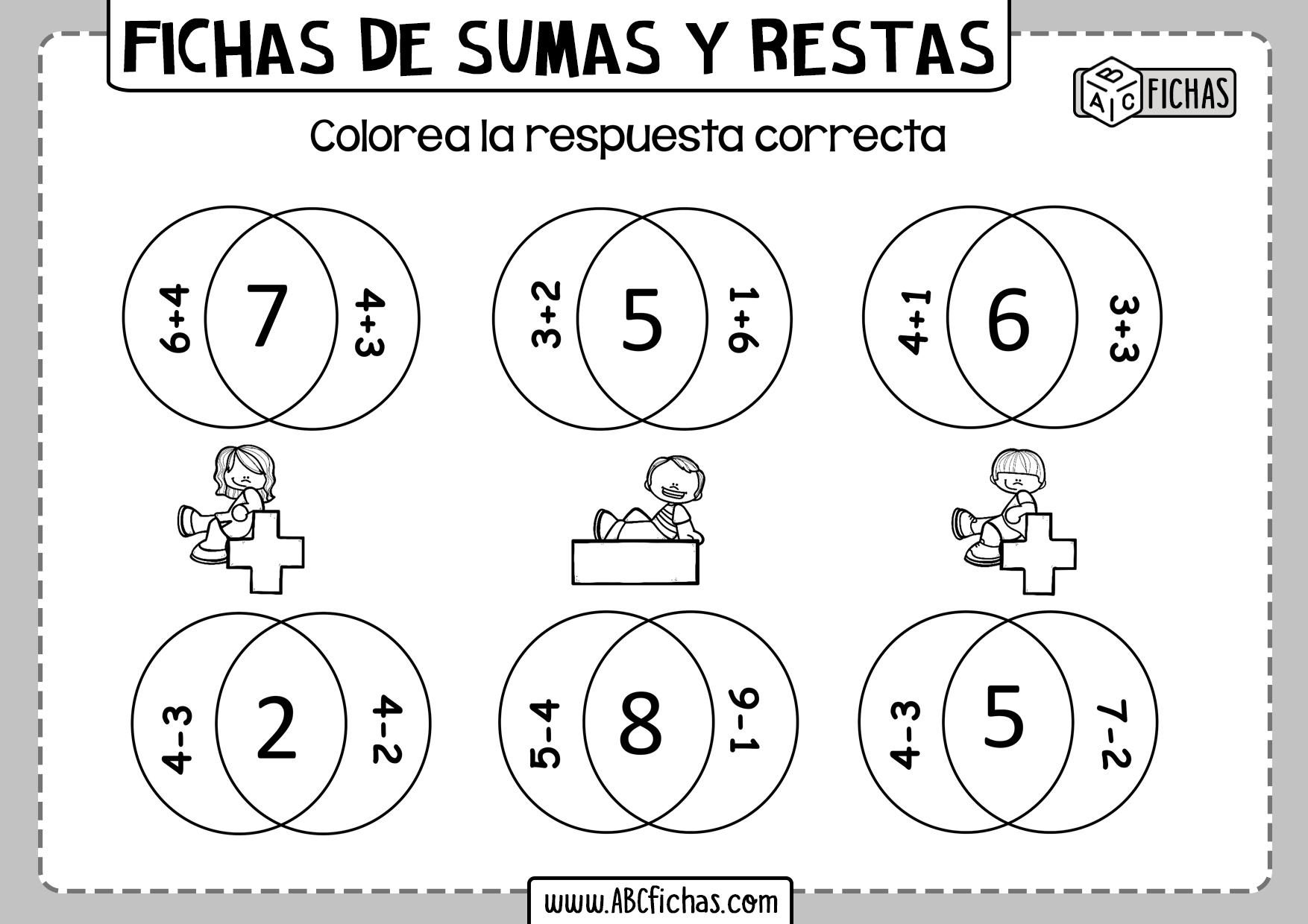 Fichs de sumar y restar para imprimir