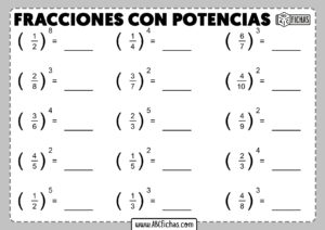 Fracciones con potencias ejercicios para resolver