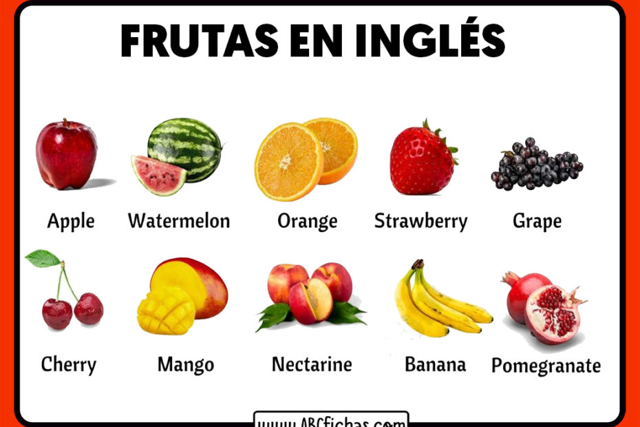 Frutas en ingles con dibujos para niños