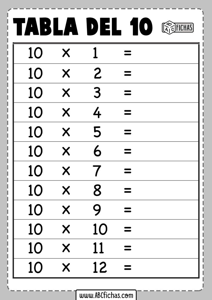 La tabla del 10