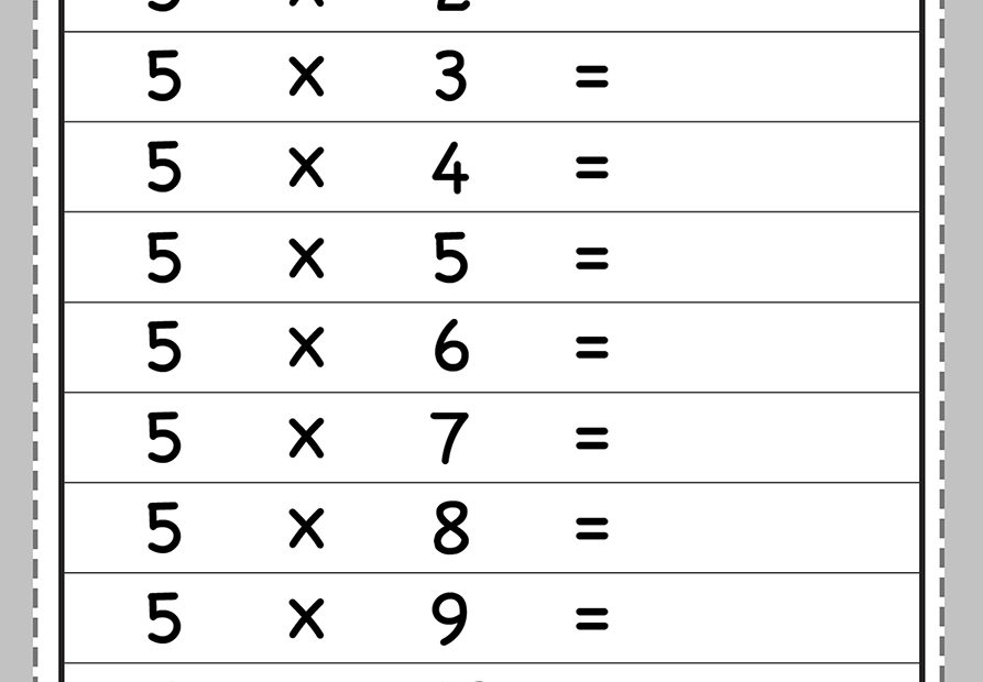 La tabla del 5