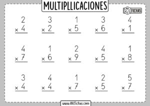 Multiplicaciones fichas para imprimir