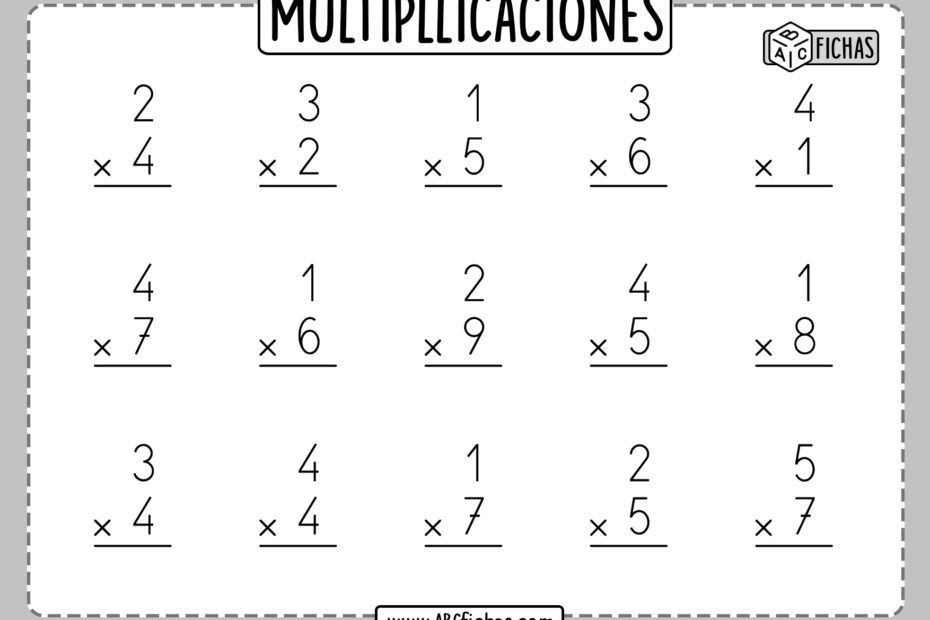 Multiplicaciones fichas para imprimir