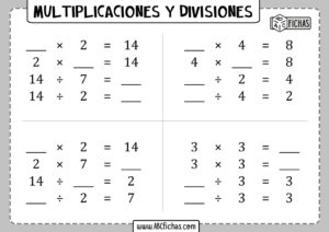 Multiplicaciones y divisiones para 4 de primaria