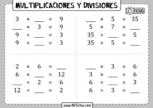 Multiplicaciones y divisiones para resolver