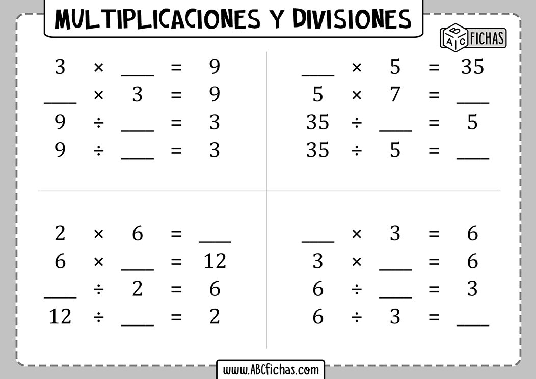 Multiplicaciones y divisiones para resolver