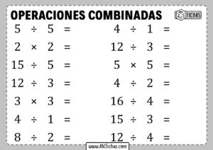 Operaciones combinadas fichas de ejercicios