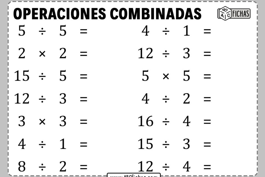 Operaciones combinadas fichas de ejercicios