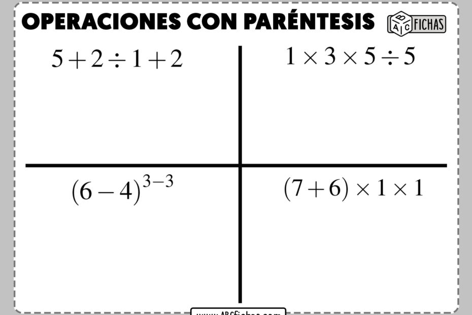 Operaciones con parentesis fichas de ejercicios primaria