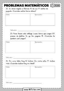 Problemas de matematicas para primero