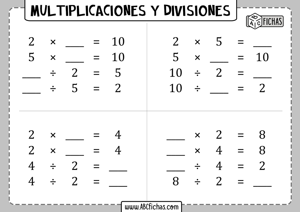 Problemas de multiplicaciones y divisiones