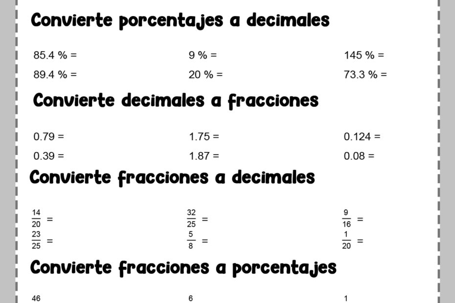 Problemas de porcentajes y fracciones