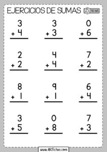 Sumas de 2 digitos ejercicios y fichas