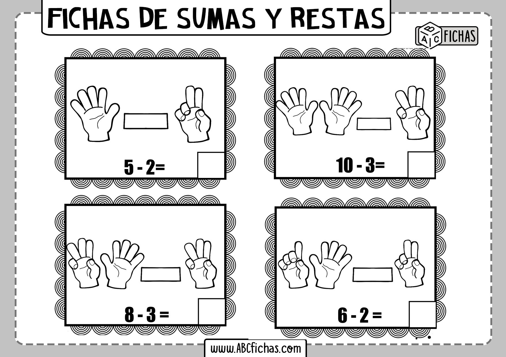 Sumas y restas con dedos ejercicios