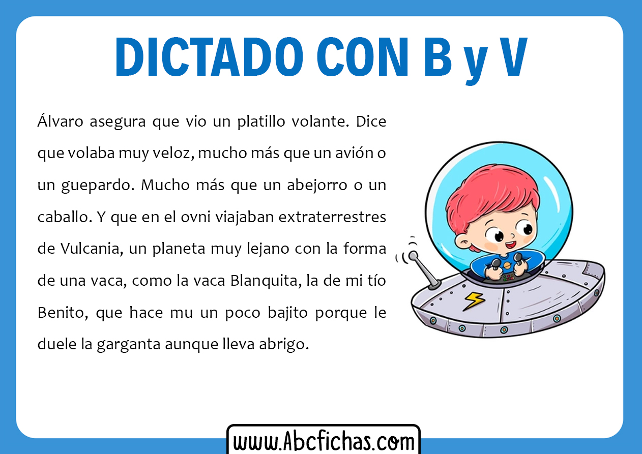 Manga Ya Anuncio Dictados cortos con la B y la V para niños de Primaria