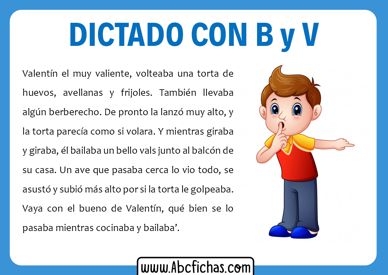 Dictados Cortos Con La B Y La V Para Niños De Primaria