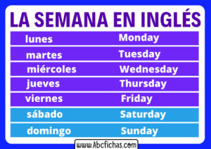 Los dias de la semana en ingles