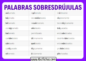 Palabras sobresdrujulas ejemplos