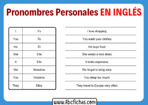 Pronombres personales en ingles y ejemplos